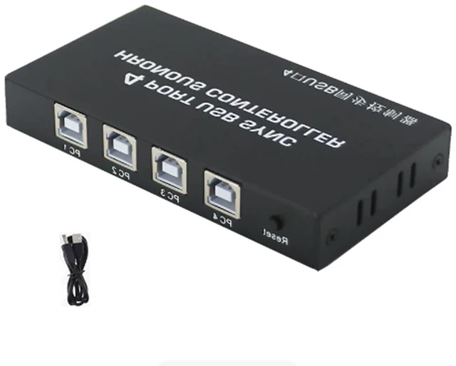 Main image of 4-Port USB Synchronizer - KVM Switch/Distributor, Keyboard Mouse Shared Display Synchronization Controller, for Game Tudios, Security/Stock Market Surveillance, Offices