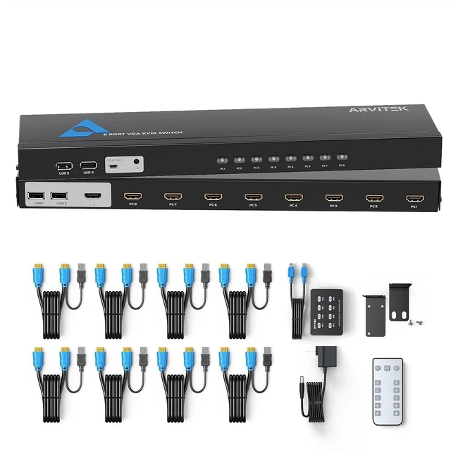 Main image of 8 Port HDMI KVM Switch + 1 HDMI KVM Cable