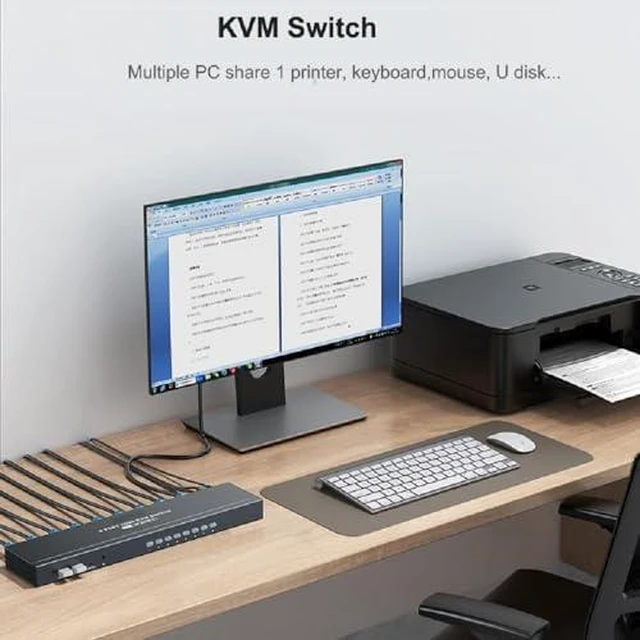 Alt view image 2 of 7 - 8 Port HDMI KVM Switch + 1 HDMI KVM Cable