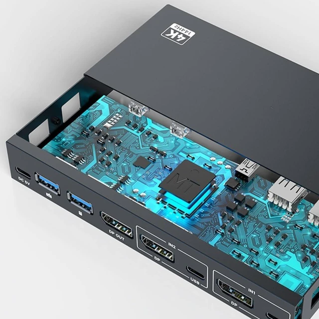 Alt view image 7 of 7 - KVM Switcher for Computers KVM Switcher 2 in 1 Out USB3.0 Port for Mouse Monitors Keyboards Accessories