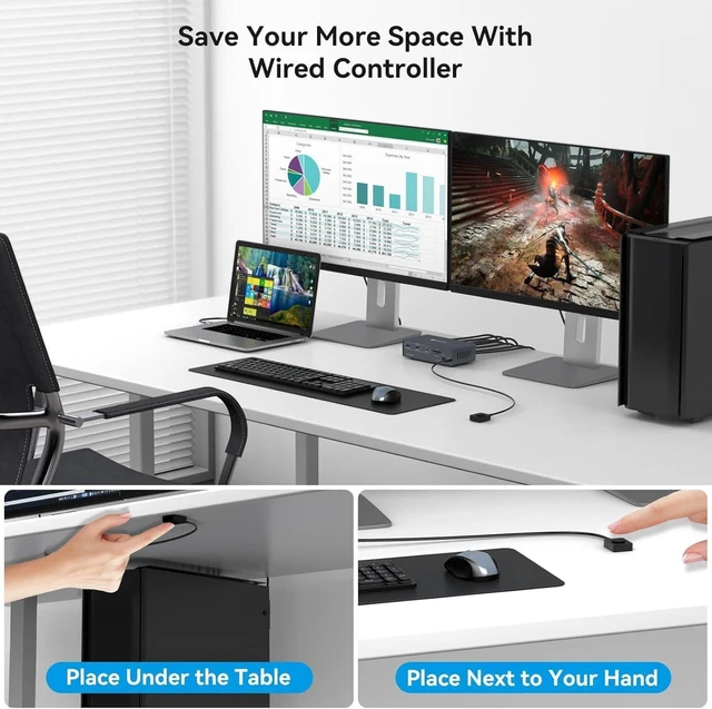 Alt view image 6 of 7 - HDMI Kvm Switch 2 Monitors 1 Desktop 1 Laptop 4K@60Hz USB C Dual Monitor EDID KVM Switches for 2 Computers Share Docking Station with 13-in-1 Hub MST SST 5 USB A/C 10Gbps SD Card Dual HDMI Display