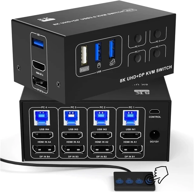 Alt view image 2 of 5 - USB Charger Station, 2PCS Dual Monitor KVM Switcher and Displayport 8K60Hz 4K120Hz