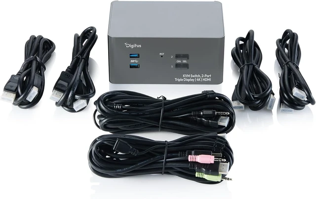 Alt view image 4 of 4 - DIGITUS HDMI KVM Switch - 2 PC 3 Monitors - 4K 60Hz - Triple Display