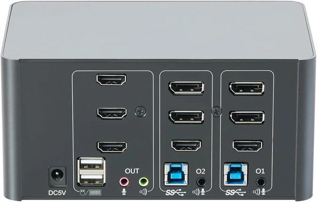 Alt view image 3 of 4 - DIGITUS HDMI KVM Switch - 2 PC 3 Monitors - 4K 60Hz - Triple Display