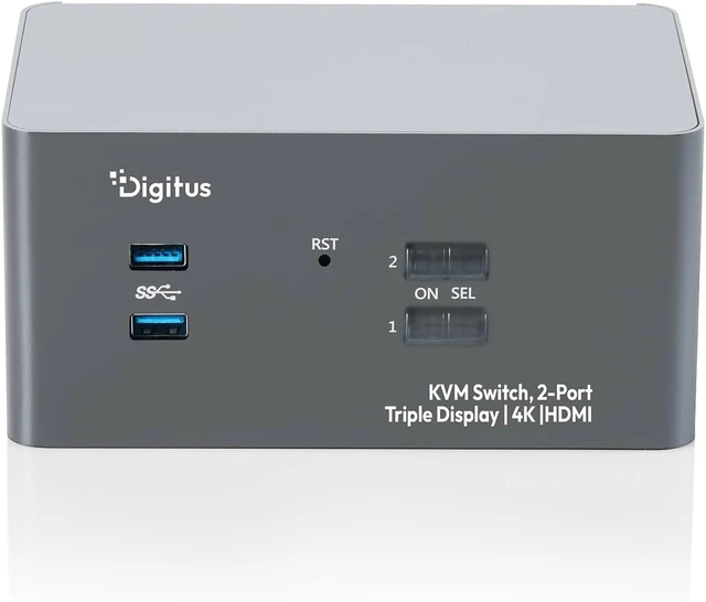 Alt view image 2 of 4 - DIGITUS HDMI KVM Switch - 2 PC 3 Monitors - 4K 60Hz - Triple Display