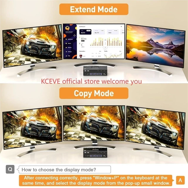 Alt view image 3 of 6 - KVM Switch 3 Computers 3 Monitors HDMI USB 3.0 KVM Switcher 8K@60Hz/4k@144Hz Triple Monitor KVM(EU Power Adaper)