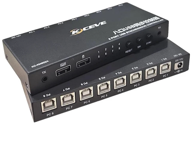 Main image of Computer Synchronizer - 4/8 Port KVM Switch/Distributor, USB Keyboard Mouse Sync Controller, DNF Multiple Open Game Control Synchronizer, Plug & Play(8 Ports)