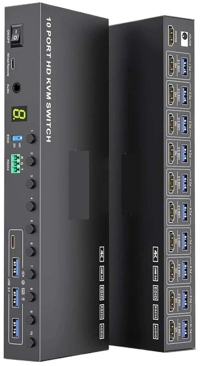 Alt view image 3 of 3 - 10Computer HDMI KVM Switch,Share 1 Monitor 4 USB Devices EDID Simulation