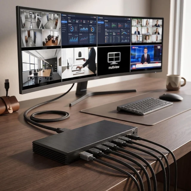Alt view image 5 of 7 - Luocute KVM Switcher 4K 30Hz, 8x1 KVM Switches (US Plug)