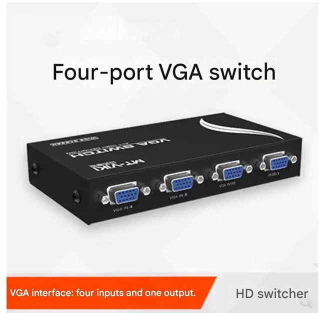 Alt view image 3 of 7 - VGA Switcher, 2 Inputs 1 Output / 4 Inputs 1 Output, for Computer Monitoring Video KVM Switch, Shared Monitor Switching with Two-Way Button(4 Ports)