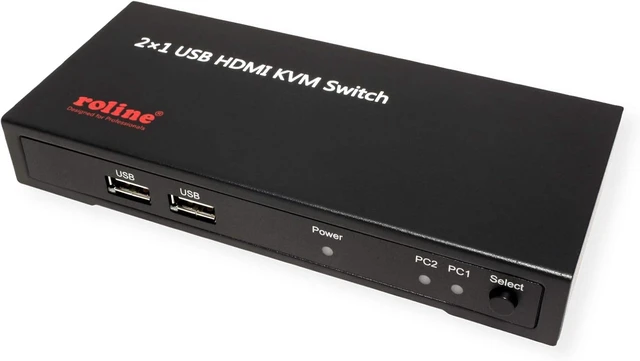 Alt view image 2 of 4 - ROLINE KVM Switch, HDMI 4K, USB, 1 User - 2 PC
