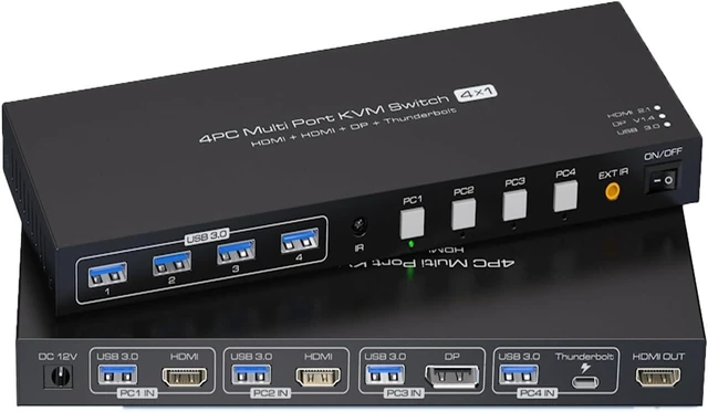Main image of USB Charger Station, 2 Displayport KVM Switch Thunderbolt 4 4K144Hz