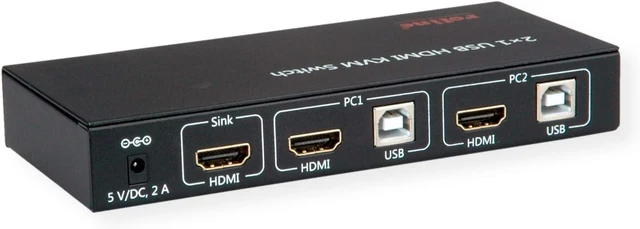 Alt view image 4 of 4 - ROLINE KVM Switch, HDMI 4K, USB, 1 User - 2 PC