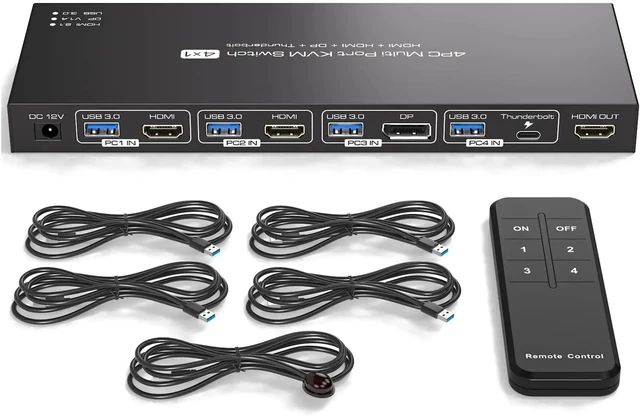 Alt view image 3 of 7 - USB Charger Station, 2 Displayport KVM Switch Thunderbolt 4 4K144Hz