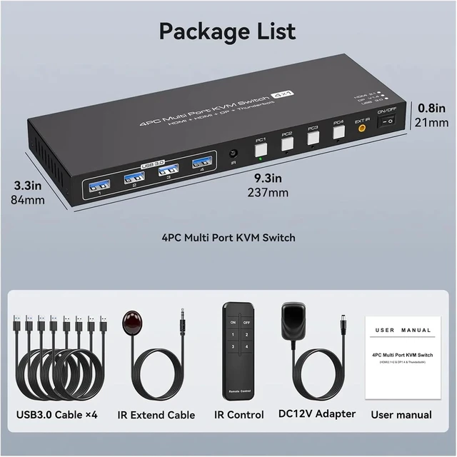 Alt view image 2 of 7 - USB Charger Station, 2 Displayport KVM Switch Thunderbolt 4 4K144Hz