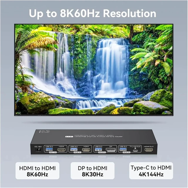 Alt view image 7 of 7 - USB Charger Station, 2 Displayport KVM Switch Thunderbolt 4 4K144Hz