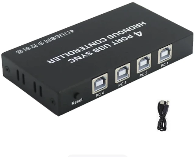 Main image of 4-Port USB Synchronizer - KVM Switch/Distributor, Keyboard Mouse Shared Display Synchronization Controller, for Game Tudios, Security/Stock Market Surveillance, Offices