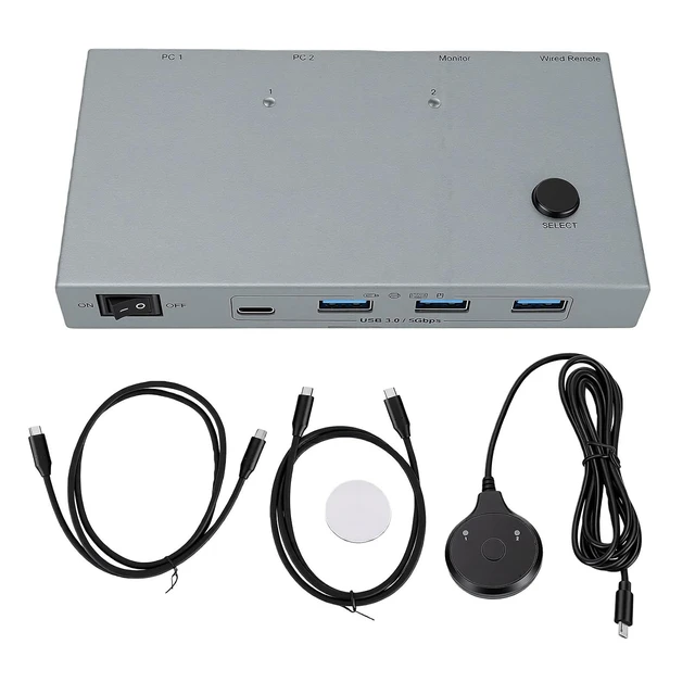 Alt view image 5 of 7 - Naroote USB C KVM Switch for 2 Laptops, Dual Display 4K 60Hz