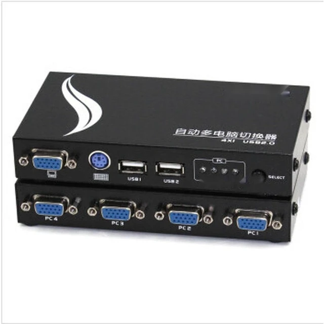 Alt view image 2 of 6 - MT-471UK-L 4-Port USB PS/2 KVM Auto Switcher Button or Key to Switch PC with Cables