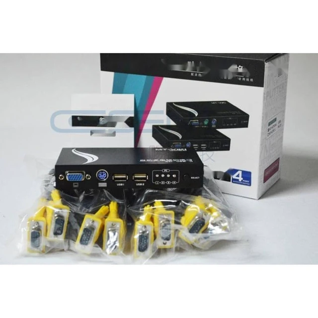 Alt view image 3 of 6 - MT-471UK-L 4-Port USB PS/2 KVM Auto Switcher Button or Key to Switch PC with Cables