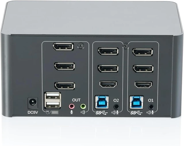Alt view image 3 of 4 - DIGITUS Displayport KVM Switch - 2 PC 3 Monitors - 4K 60Hz - Triple Display