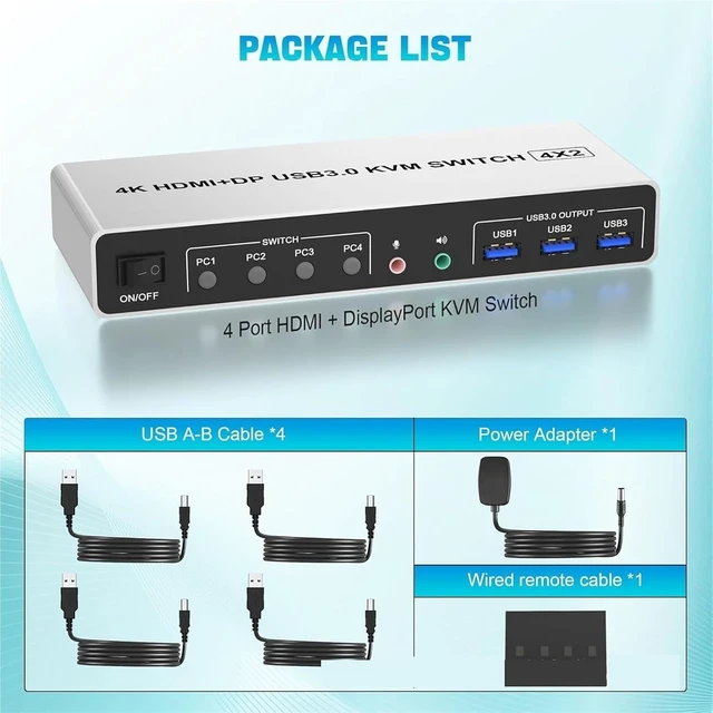 Alt view image 4 of 6 - USB Charger Station, 2PCS USB 3.0 KVM Switch