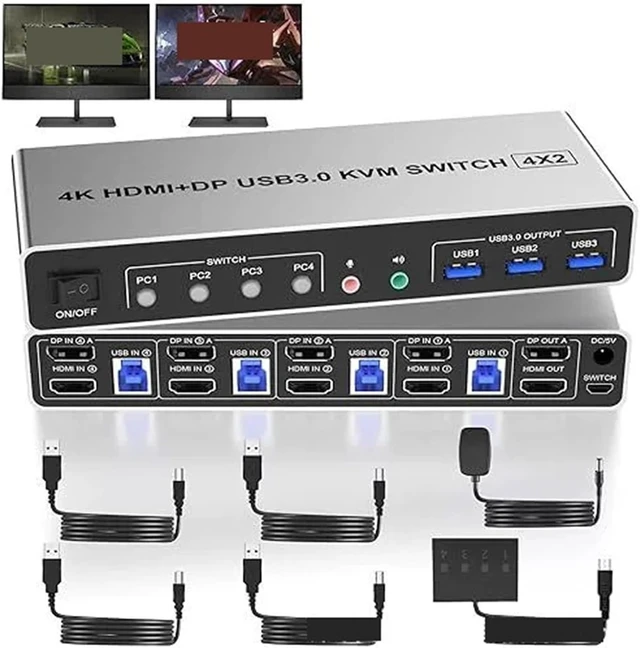 Alt view image 6 of 6 - USB Charger Station, 2PCS USB 3.0 KVM Switch