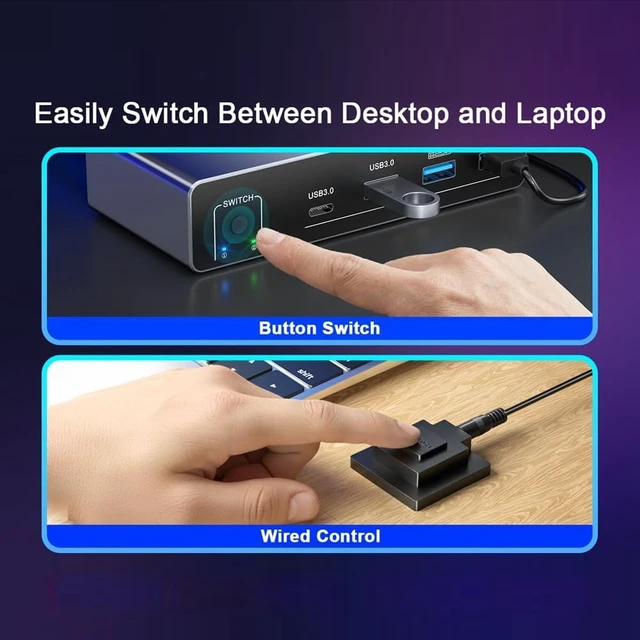 Alt view image 2 of 7 - KVM Switch USB-C Dual Monitor 2 in 2 Out 4K 60Hz US Plug Remote