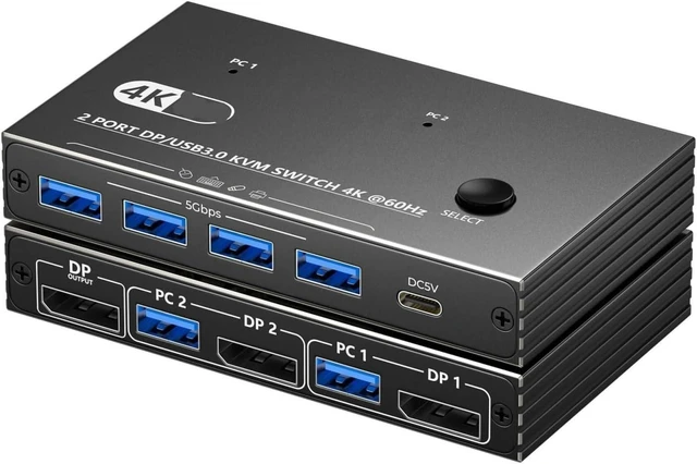 Main image of USB Charger Station, KVM Switch 8K30 4K60 120Hz DP1.4 2 in 1 Out