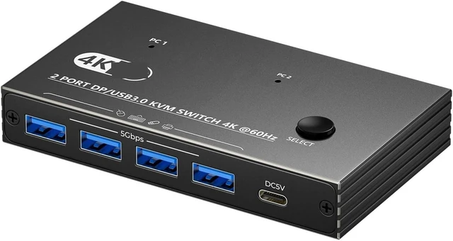 Alt view image 3 of 6 - USB Charger Station, KVM Switch 8K30 4K60 120Hz DP1.4 2 in 1 Out