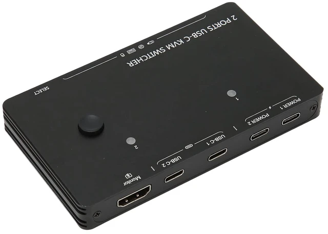 Alt view image 3 of 7 - Type C KVM Switch 2 in 1 Out 10Gbps 4K 60Hz Self Adaptive EDID USB C KVM Switcher for Laptop Desktop Monitor, with 100W PD, USB3.1 Gen2 Hub, 4 USB Ports, Plug and