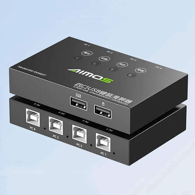Main image of 4-Port USB Synchronizer - DNF Game Control Synchronizer, 4-in-1-out DNF Multi-Open Synchronizer, USB Keyboard and Mouse Synchronization Controller, Plug and Play