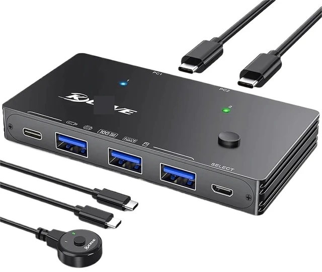 Main image of USB 3.2 Gen 2 USB Switch,10Gbps USB Switch 2 Computers Share 4 USB for PC Laptop Keyboard Mouse