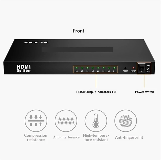 Alt view image 2 of 7 - USB Charger Station, 2PCS USB KVM Switch, HDMI 1 in 8 Out Splitter, 4K Model