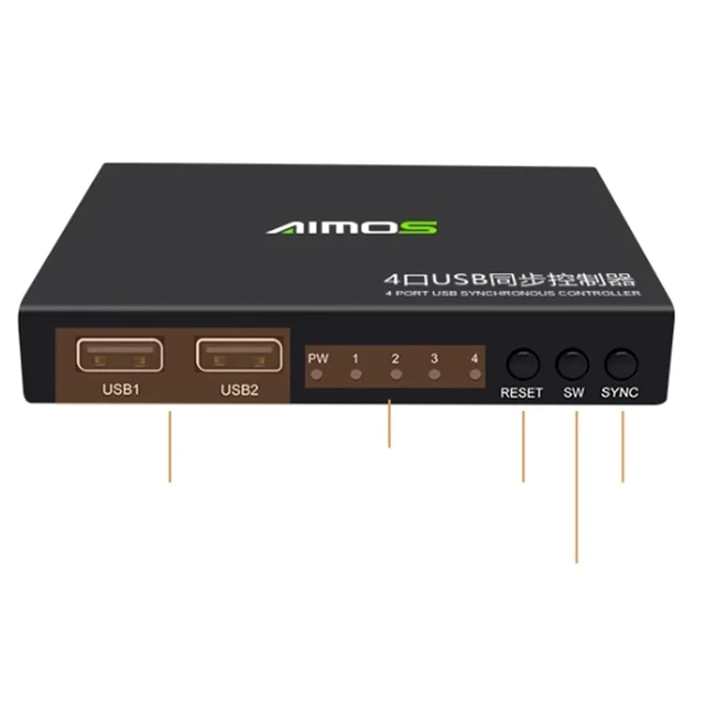 Alt view image 4 of 6 - 2/4/8-port Synchronizer - DNF Game Control Synchronizer, Multi-Open USB Keyboard Mouse Sharer Sync Controller, for Game Tudios, Security/Stock Market Surveillance, Offices(2 Ports)