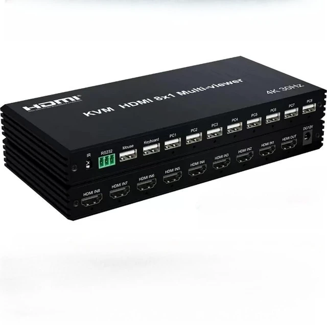 Alt view image 2 of 3 - HDMI Eight inputs and one Output for Multiple Computers to Share Keyboard and Mouse(8port Split sync 1080p)