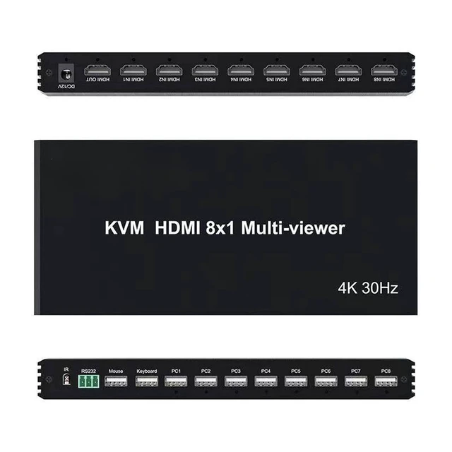 Alt view image 3 of 3 - HDMI Eight inputs and one Output for Multiple Computers to Share Keyboard and Mouse(8port Split sync 1080p)