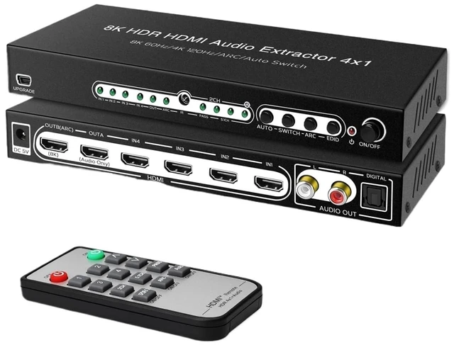 Main image of 8K HDMI Switch 4 in 1 Out with 7.1CH Audio Extractor & ARC,4x1 HDMI Switch Audio Converter(EU Power Adapter)