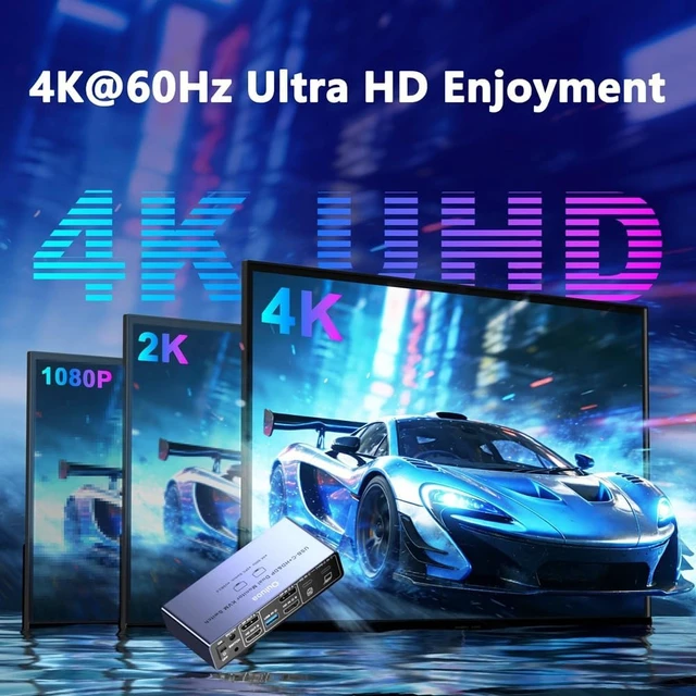 Alt view image 5 of 7 - KVM Switch USB-C Dual Monitor 2 in 2 Out 4K 60Hz US Plug Remote