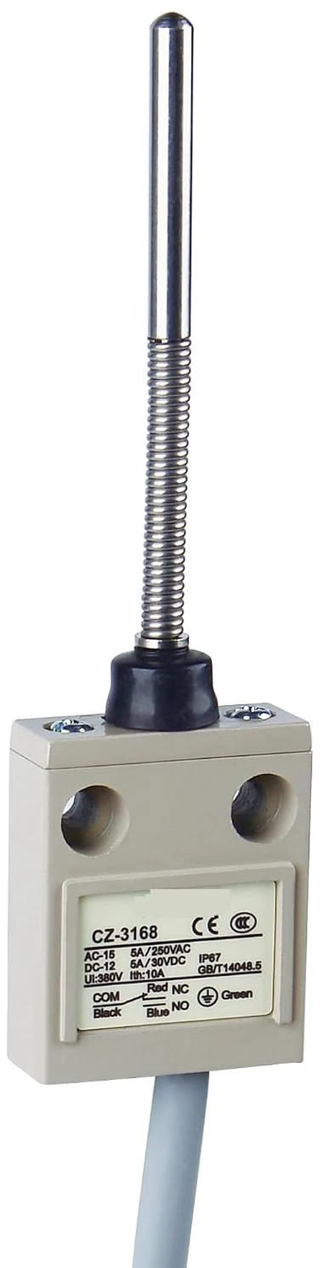 Alt view image 5 of 5 - Limit Switch with 1m 2m 3m Line IP67 Waterproof Aluminum Alloy Housing Travel Switch(CZ-3110,3m line)