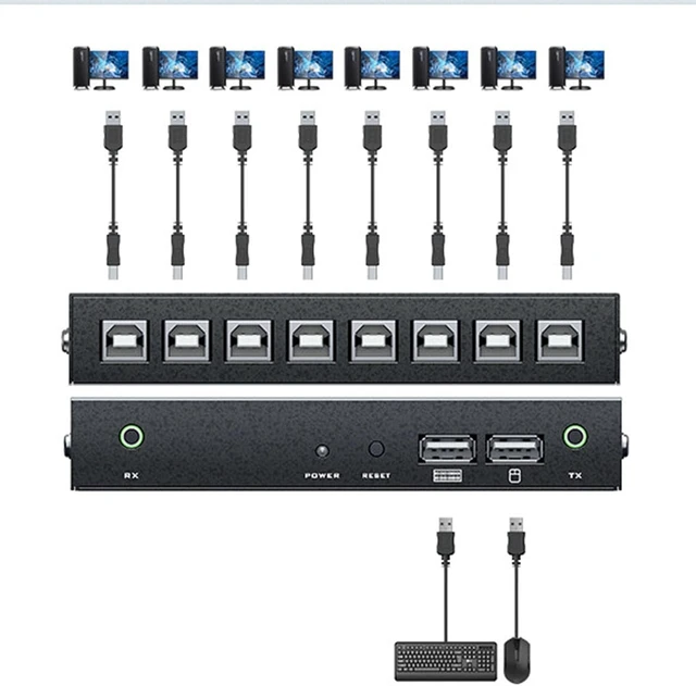 Alt view image 4 of 7 - 4/8 Port USB Switch/Distributor - Multi-Device Game Controller & Keyboard Mouse Sync Hub, Plug and Play for Studios, Security, Offices, Easy Setup, High-Speed Data Transfer