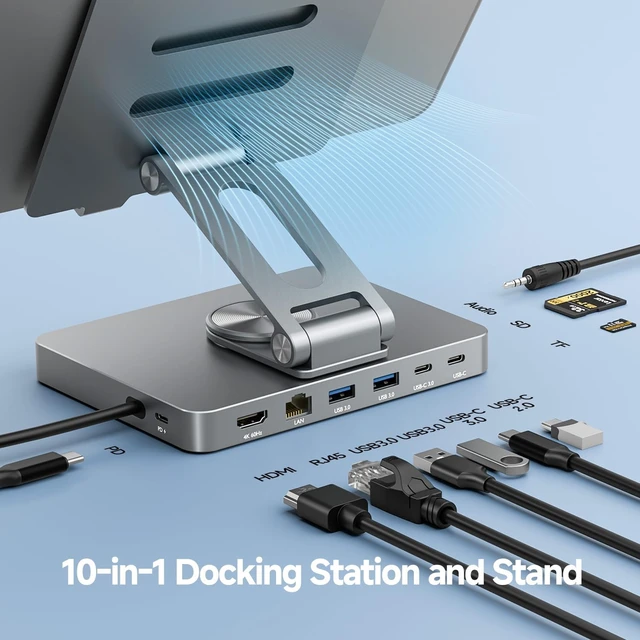 Alt view image 7 of 7 - NXPGKEA iPad Pro USB C Hub Stand,10 in 1 4K@60Hz Multiport Adapter for iPad