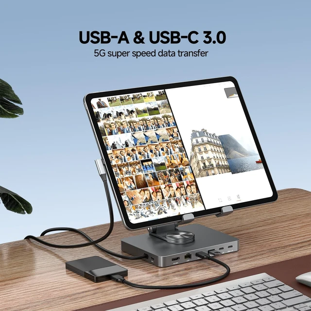 Alt view image 5 of 7 - NXPGKEA iPad Pro USB C Hub Stand,10 in 1 4K@60Hz Multiport Adapter for iPad