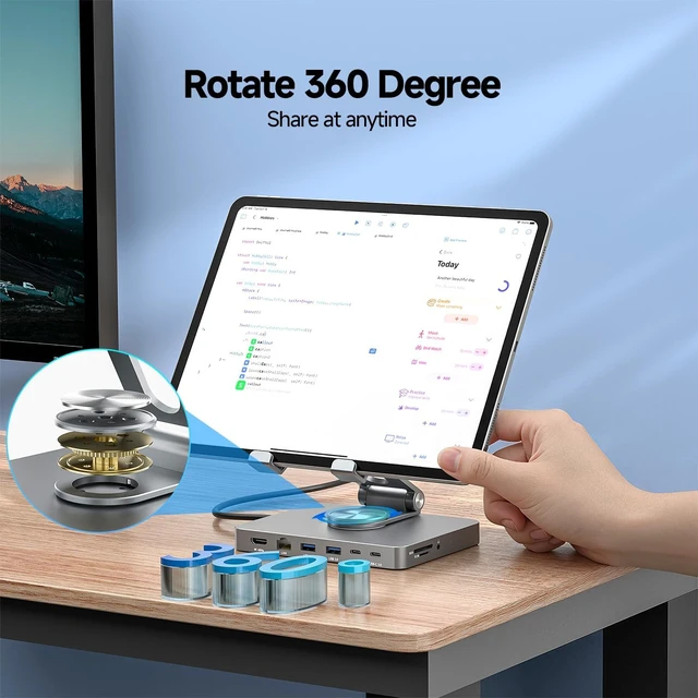 Alt view image 6 of 7 - NXPGKEA iPad Pro USB C Hub Stand,10 in 1 4K@60Hz Multiport Adapter for iPad
