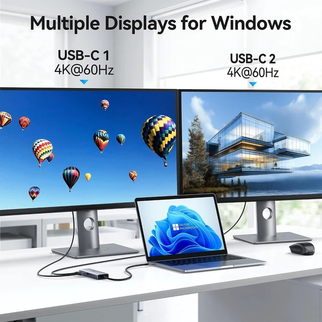 Alt view image 3 of 7 - 10Gbps USB C Hub, 5 Port USB C Splitter with 8K@30Hz USB-C Display Output