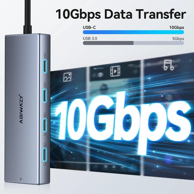 Alt view image 6 of 7 - 10Gbps USB C Hub, 5 Port USB C Splitter with 8K@30Hz USB-C Display Output