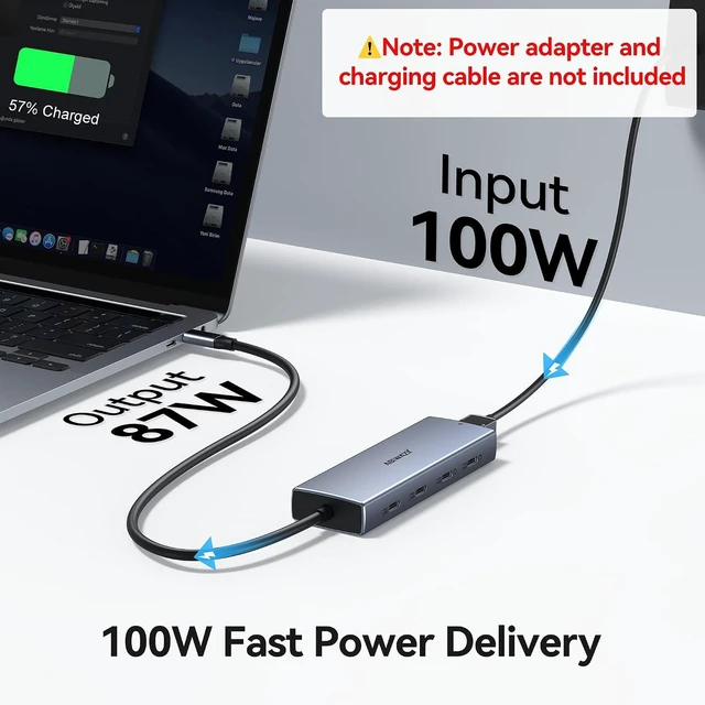 Alt view image 7 of 7 - 10Gbps USB C Hub, 5 Port USB C Splitter with 8K@30Hz USB-C Display Output