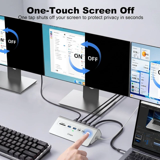 Alt view image 7 of 7 - intpw Docking Station 3 Monitors, 13 in 1 USB C Docking Station
