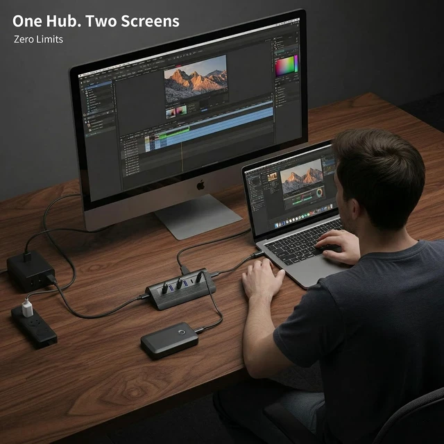 Alt view image 5 of 7 - TRENFI 10-in-1 USB-C Hub with HDMI and Dual Card Readers (Black)