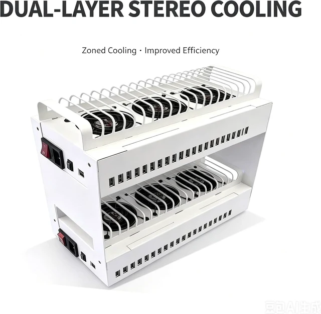Alt view image 7 of 7 - 20 USB Ports Phone Farm Storage Box USB Hub Android Phone Group Control Box Charger Click Bot Organizer Storage Basket